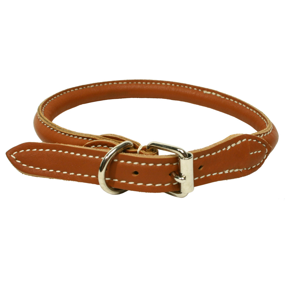 Produktbild för Halsband mjukt rundsytt Brunt 6-7mm/35cm