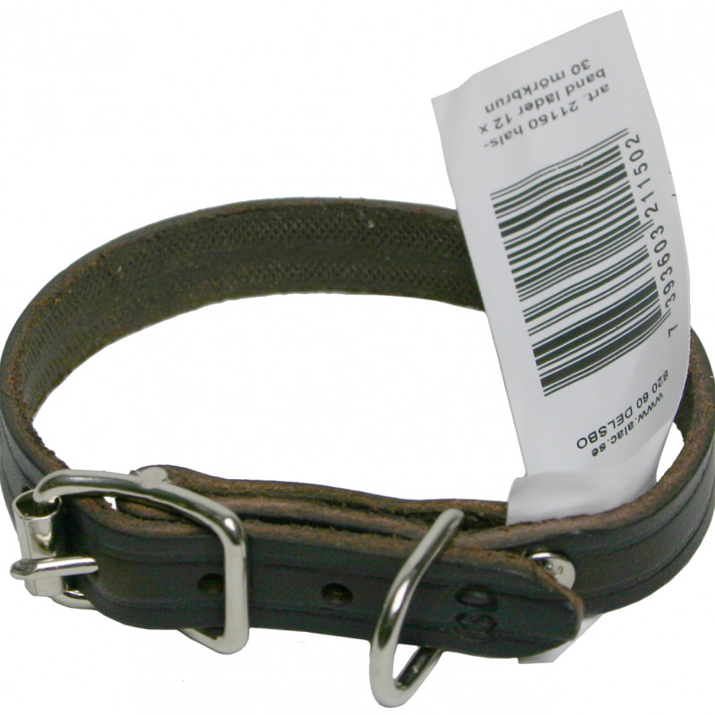 Produktbild för Halsband Läder Alac brun fettat 12mm/30cm