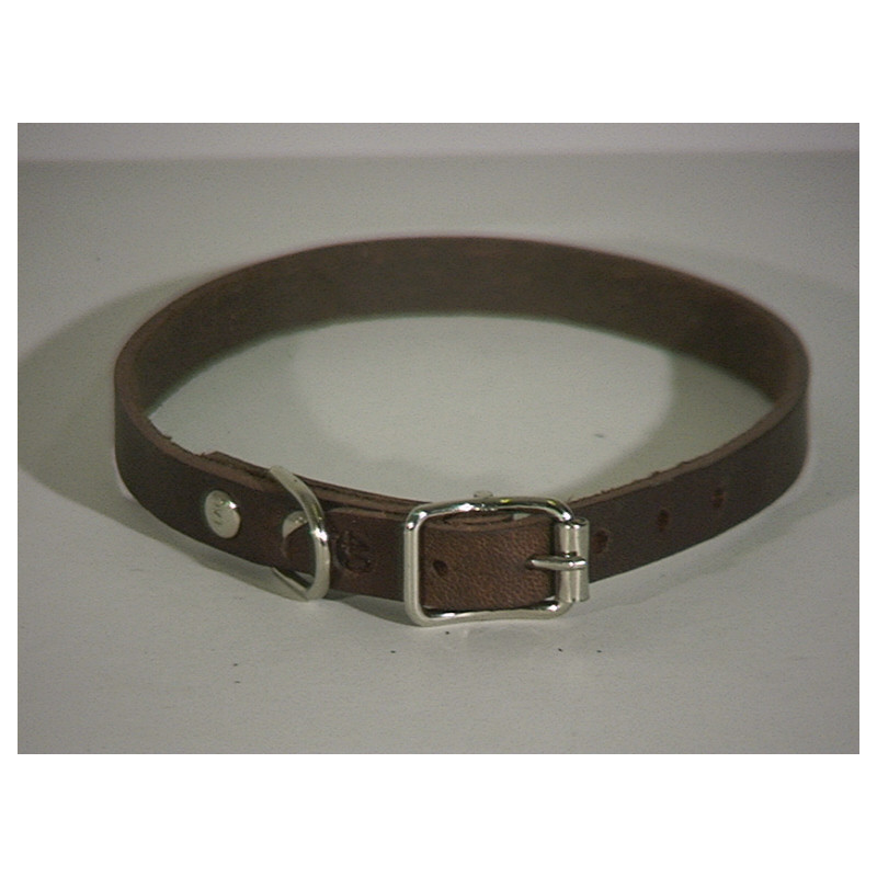 Produktbild för Halsband Läder Alac brun fettat 12mm/35cm