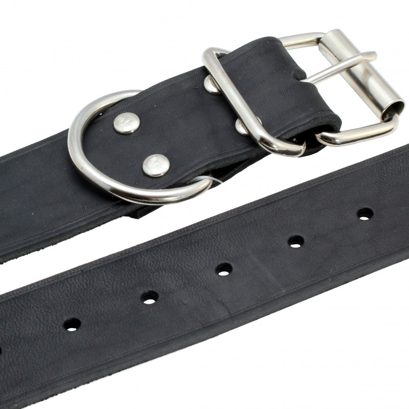 Produktbild för Halsband Läder Alac svart 40mm/50cm