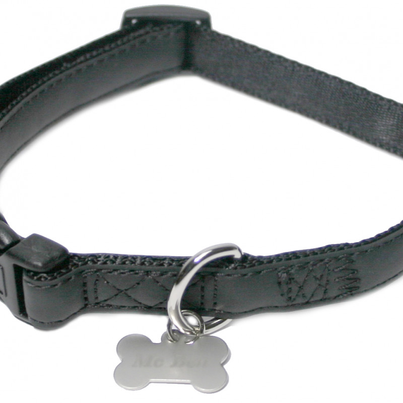 Produktbild för Halsband skinnimitation Ställbart McBen svart 10mm/20-30