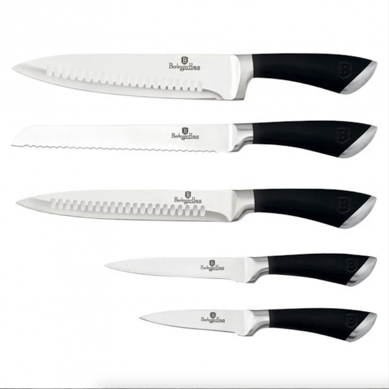 Produktbild för Knivset 5 knivar och ställ i rostfritt stål