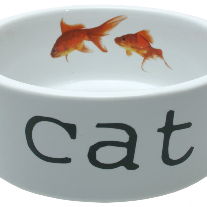 Produktbild för Keramikskål Vit med guldfiskar Beeztees 11x5 cm