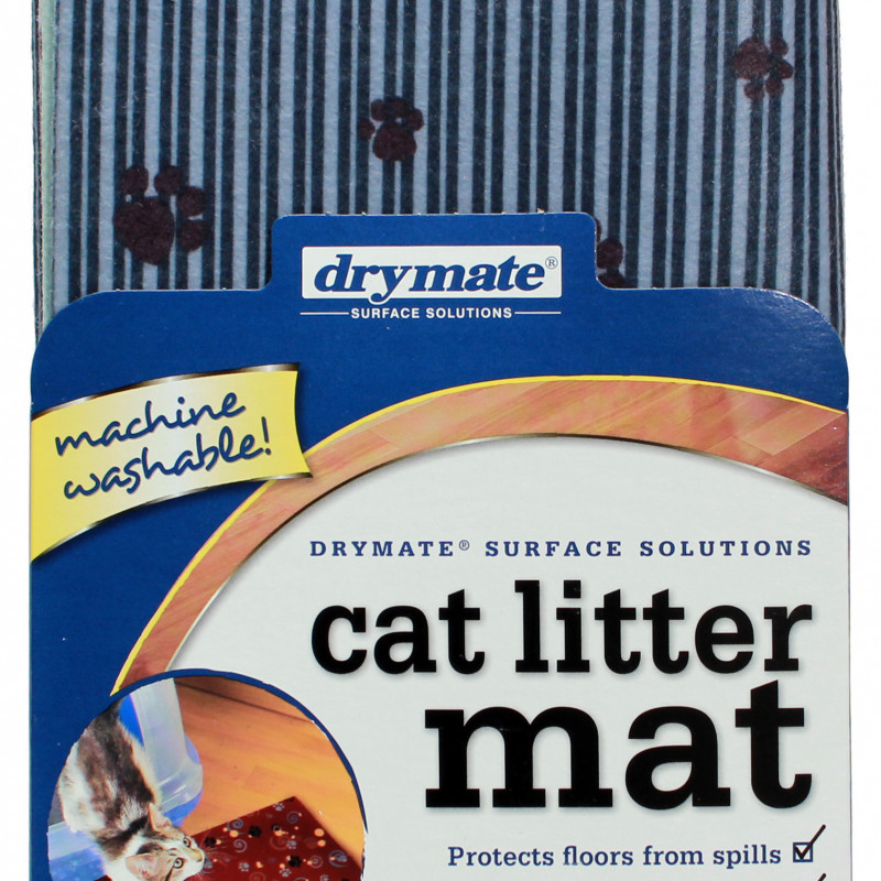 Produktbild för Kattsandsmatta Randigt grått/Tassar Drymate 70x50 cm