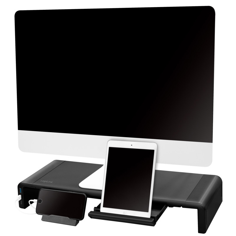 Produktbild för Monitorställ 63 cm med USB-hub 3-port