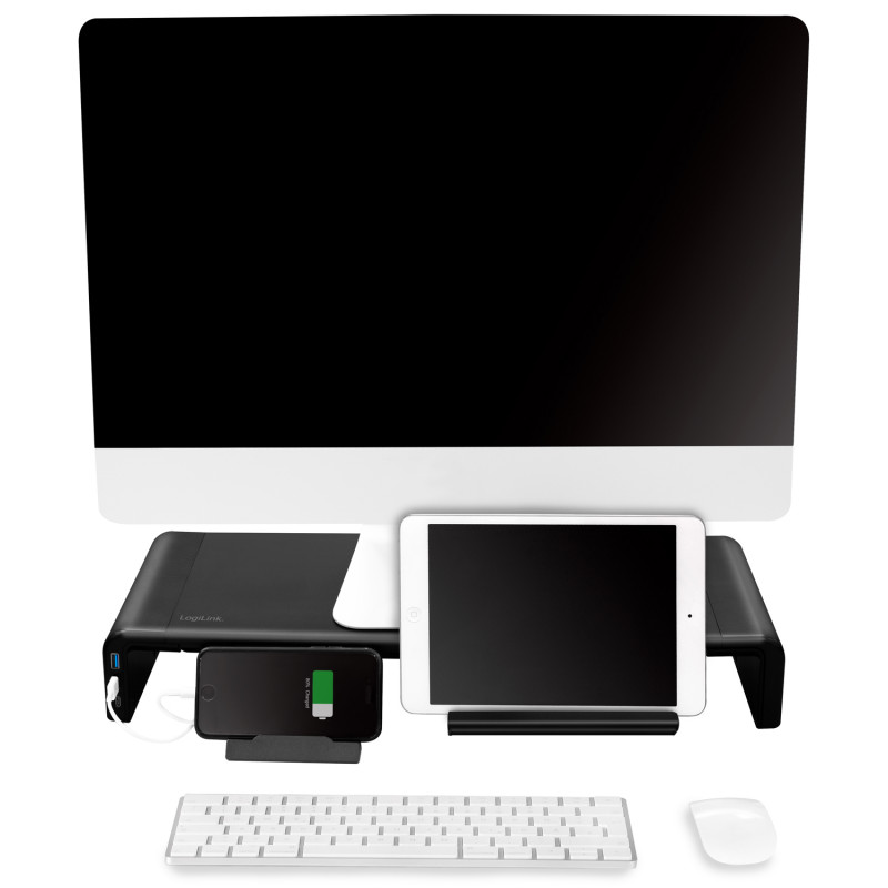 Produktbild för Monitorställ 63 cm med USB-hub 3-port