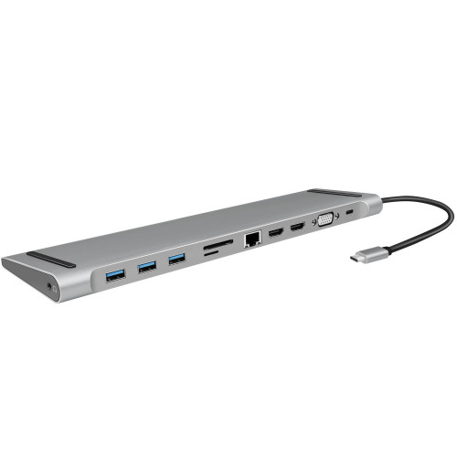 LogiLink USB-C-docka 11-i-1 HDMI/VGA/RJ45/USB-C 100W