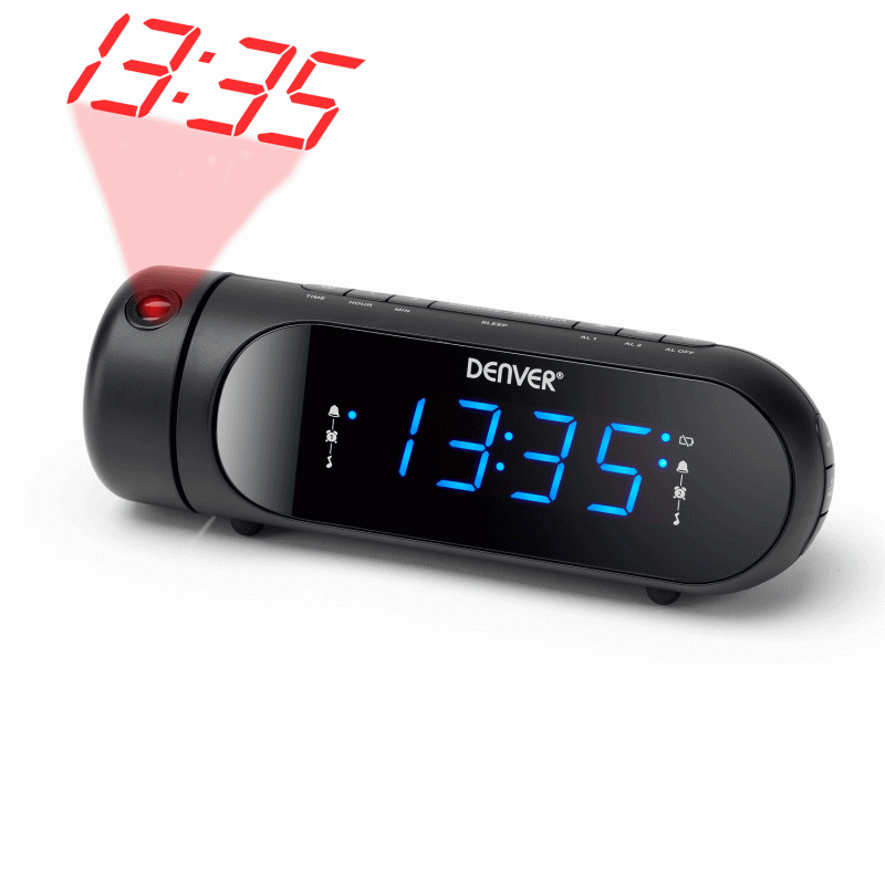Produktbild för Klockradio med projektion Dubbla alarm Svart