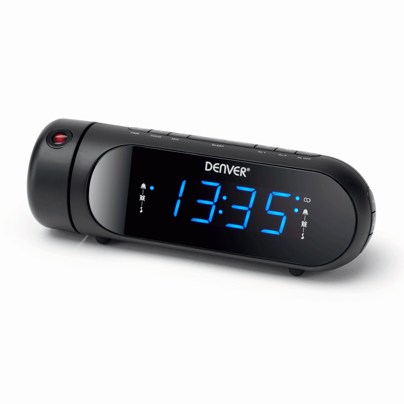 Produktbild för Klockradio med projektion Dubbla alarm Svart