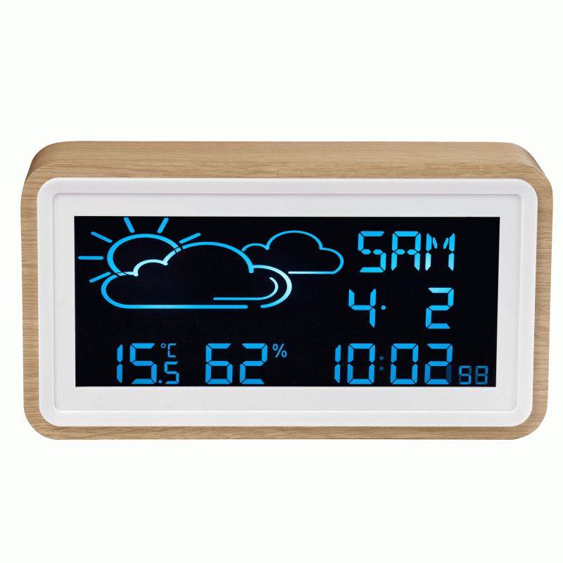 Produktbild för Väderstation med klocka och kalender