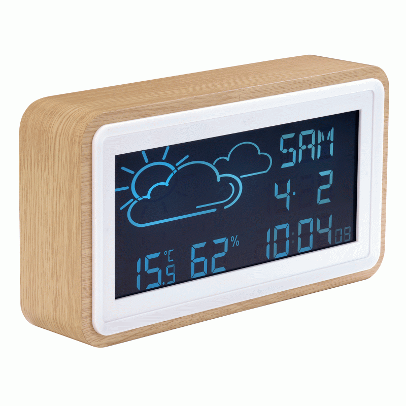 Produktbild för Väderstation med klocka och kalender