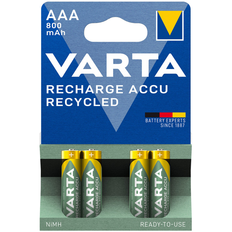 Produktbild för Recycle Laddningsbart batteri AAA 800 mAh 4-p