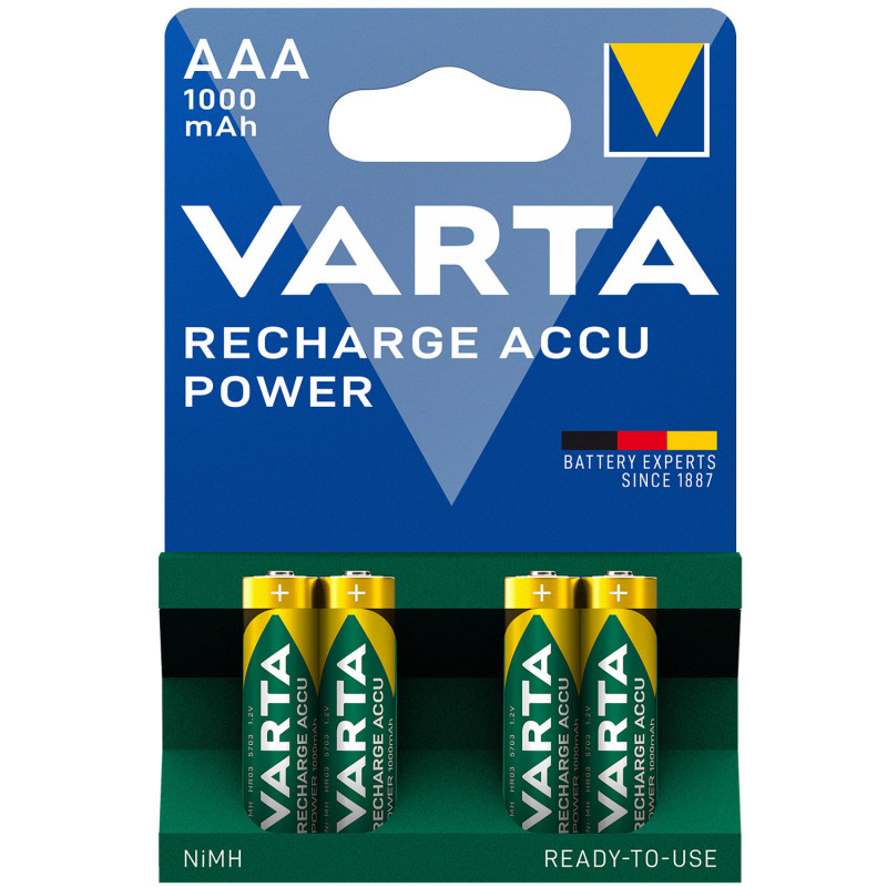 Produktbild för Laddningsbart batteri AAA 1000 mAh 4-pack