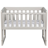Miniatyr av produktbild för Bedside Crib Oslo Soft Grey