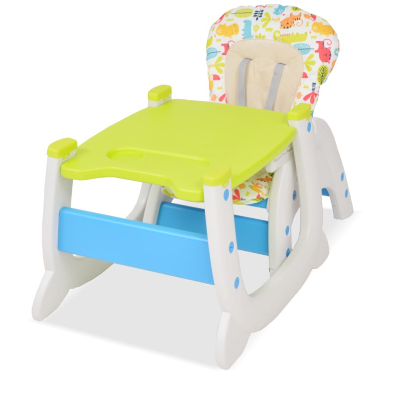 Produktbild för 3-i-1 Konvertibel barnstol med bord blå och grön