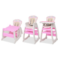 Produktbild för 3-i-1 Konvertibel barnstol med bord rosa