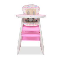 Produktbild för 3-i-1 Konvertibel barnstol med bord rosa