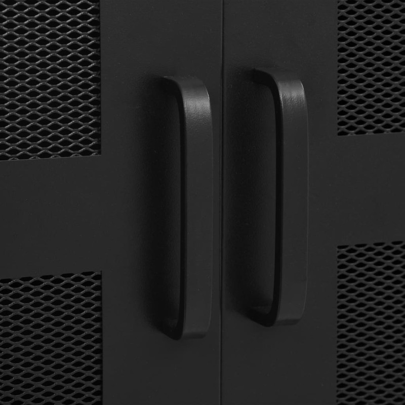 Produktbild för Kontorsskåp med nätdörrar industriell svart 75x40x120 cm stål
