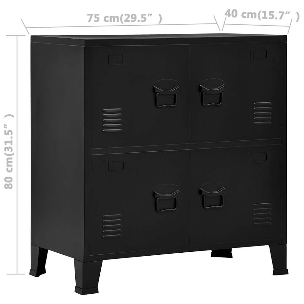 Produktbild för Industriellt förvaringsskåp svart 75x40x80 cm stål