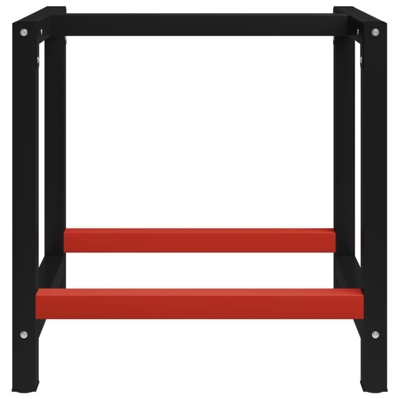 Produktbild för Ram till arbetsbänk metall 80x57x79 cm svart och röd