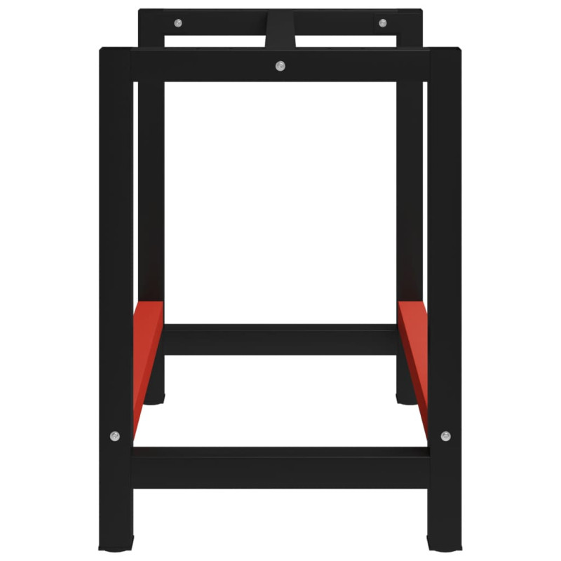 Produktbild för Ram till arbetsbänk metall 80x57x79 cm svart och röd