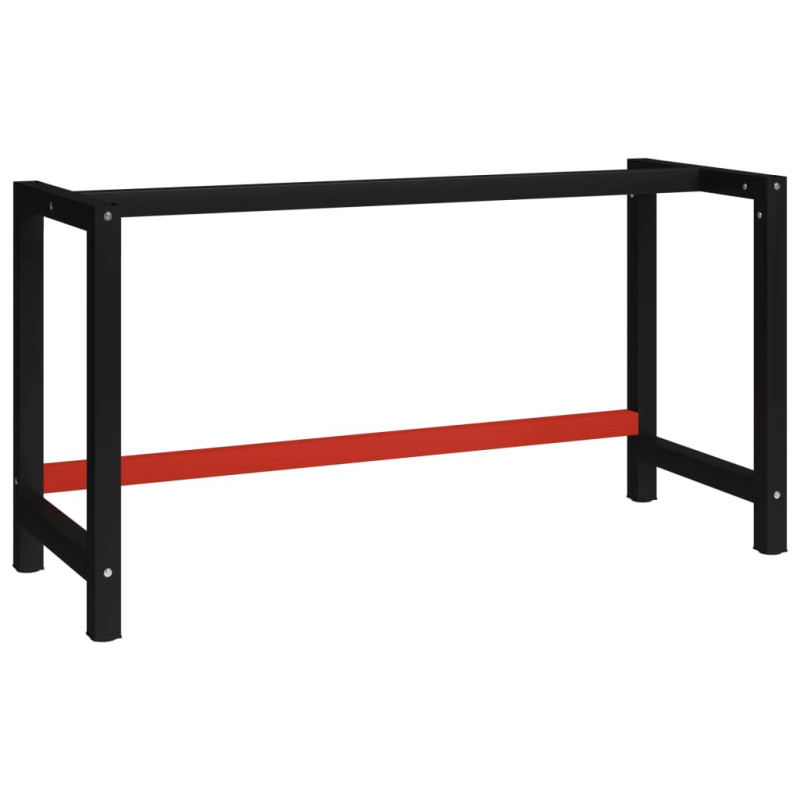 Produktbild för Ram till arbetsbänk metall 150x57x79 cm svart och röd