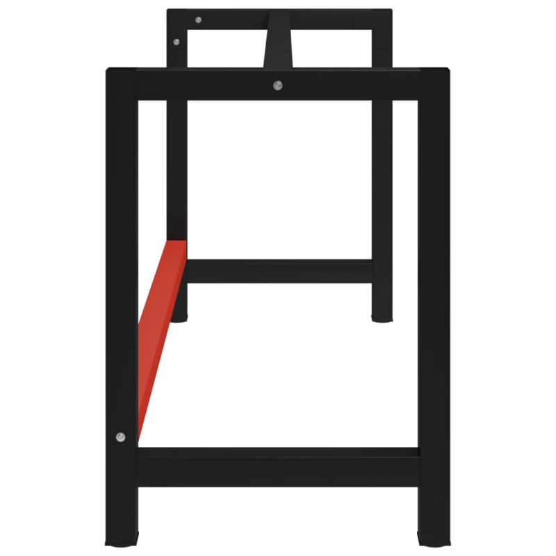 Produktbild för Ram till arbetsbänk metall 150x57x79 cm svart och röd