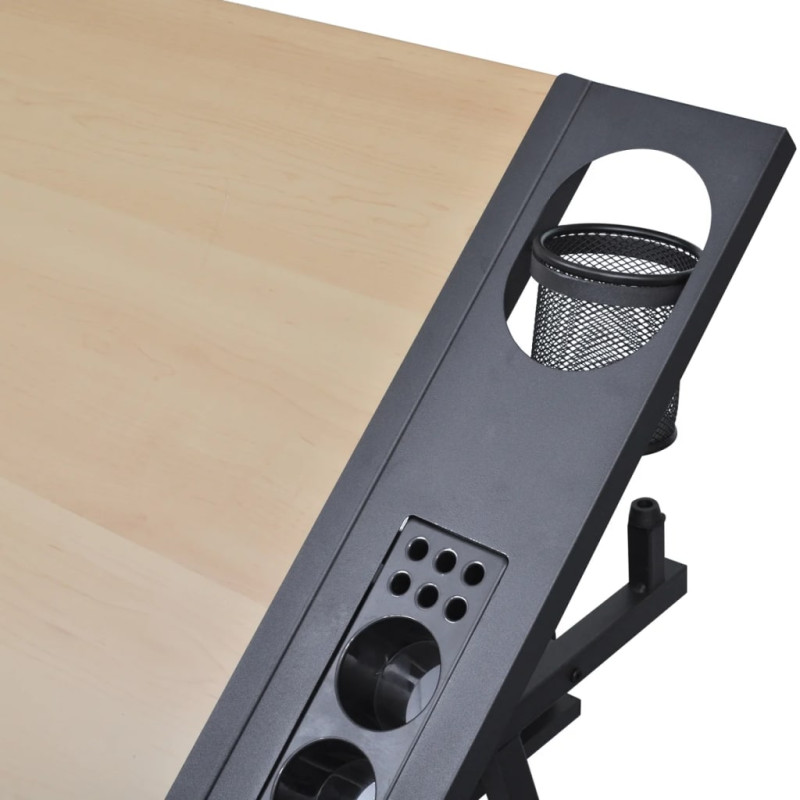 Produktbild för Vinklingsbart ritbord med 2 lådor och 1 pall