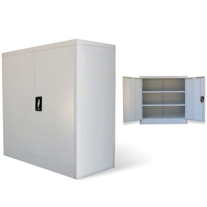 Produktbild för Kontorsskåp 2 dörrar 90 cm stål