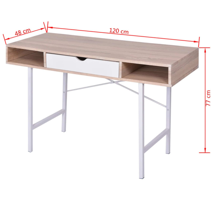 Produktbild för Skrivbord med 1 låda ek och vit