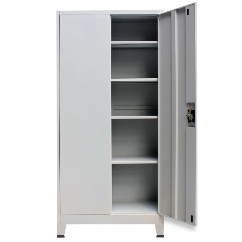Produktbild för Dokumentskåp med 2 dörrar stål 90x40x180 cm grå