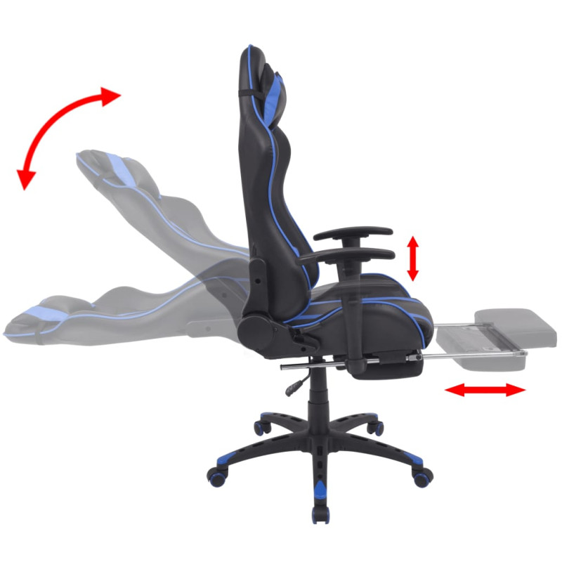 Produktbild för Kontorsstol i sportbilsdesign med fotstöd blå