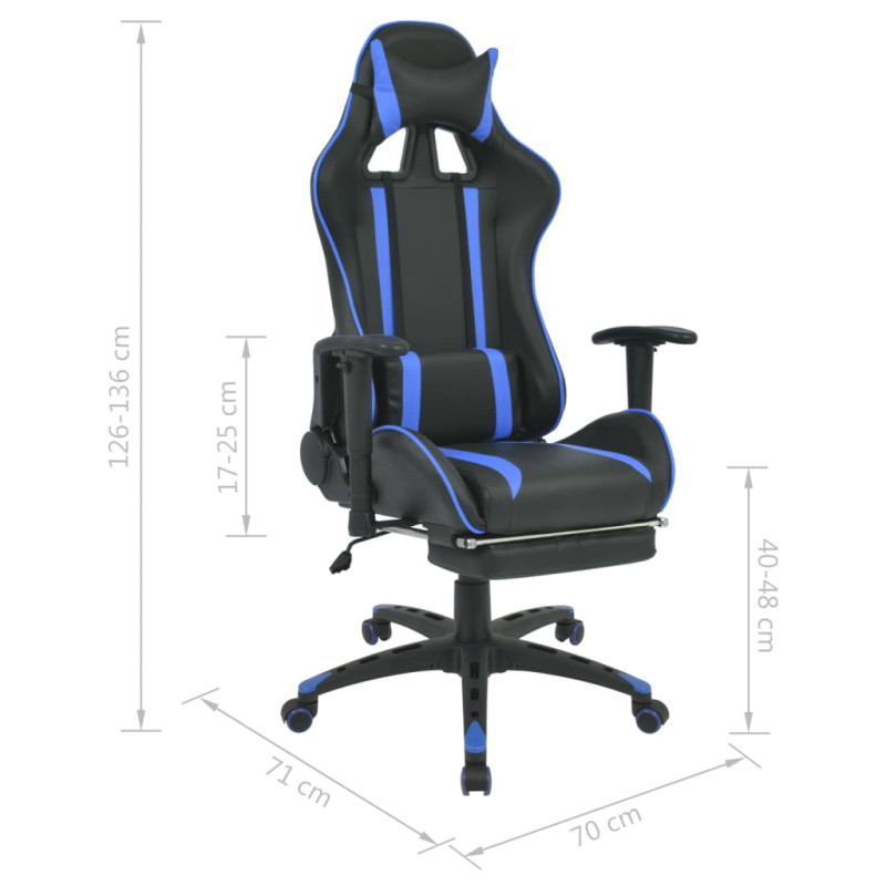 Produktbild för Kontorsstol i sportbilsdesign med fotstöd blå