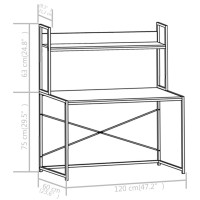 Produktbild för Datorbord vit och ek 120x60x138 cm