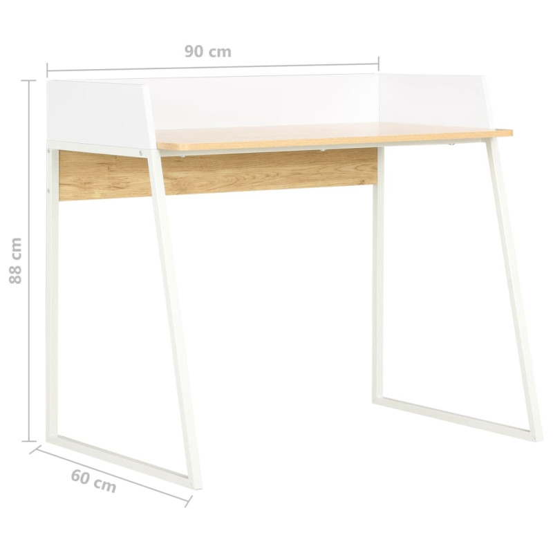 Produktbild för Skrivbord vit och ek 90x60x88 cm