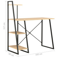 Produktbild för Skrivbord med hyllenhet svart och ek 102x50x117 cm