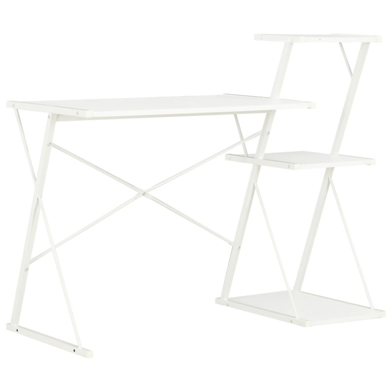 Produktbild för Skrivbord med hylla vit 116x50x93 cm