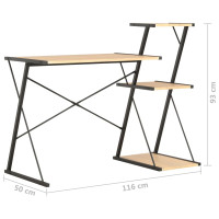 Produktbild för Skrivbord med hylla svart och ek 116x50x93 cm