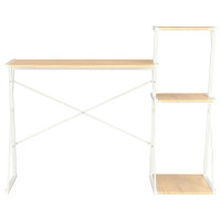 Produktbild för Skrivbord med hylla vit och ek 116x50x93 cm