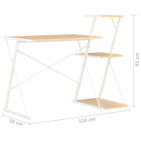 Produktbild för Skrivbord med hylla vit och ek 116x50x93 cm