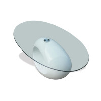 Produktbild för Soffbord med oval bordsskiva i glas högglans vit