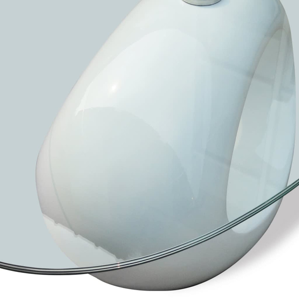 Produktbild för Soffbord med oval bordsskiva i glas högglans vit