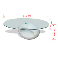 Produktbild för Soffbord med oval bordsskiva i glas högglans vit