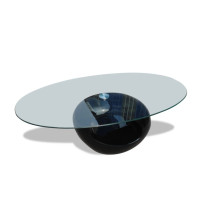 Produktbild för Soffbord med oval bordsskiva i glas högglans svart