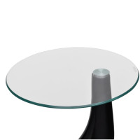 Produktbild för Soffbord med rund bordsskiva i glas högglans svart