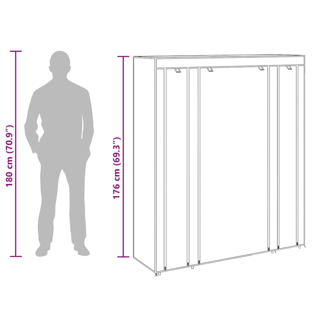 Produktbild för Resegarderob med fack och stänger 45x150x176 cm svart
