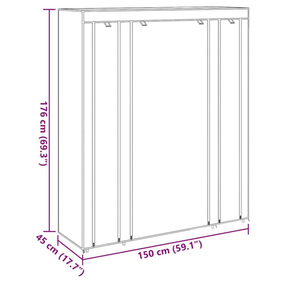 Produktbild för Resegarderob med fack och stänger 45 x 150 x 176 cm brun