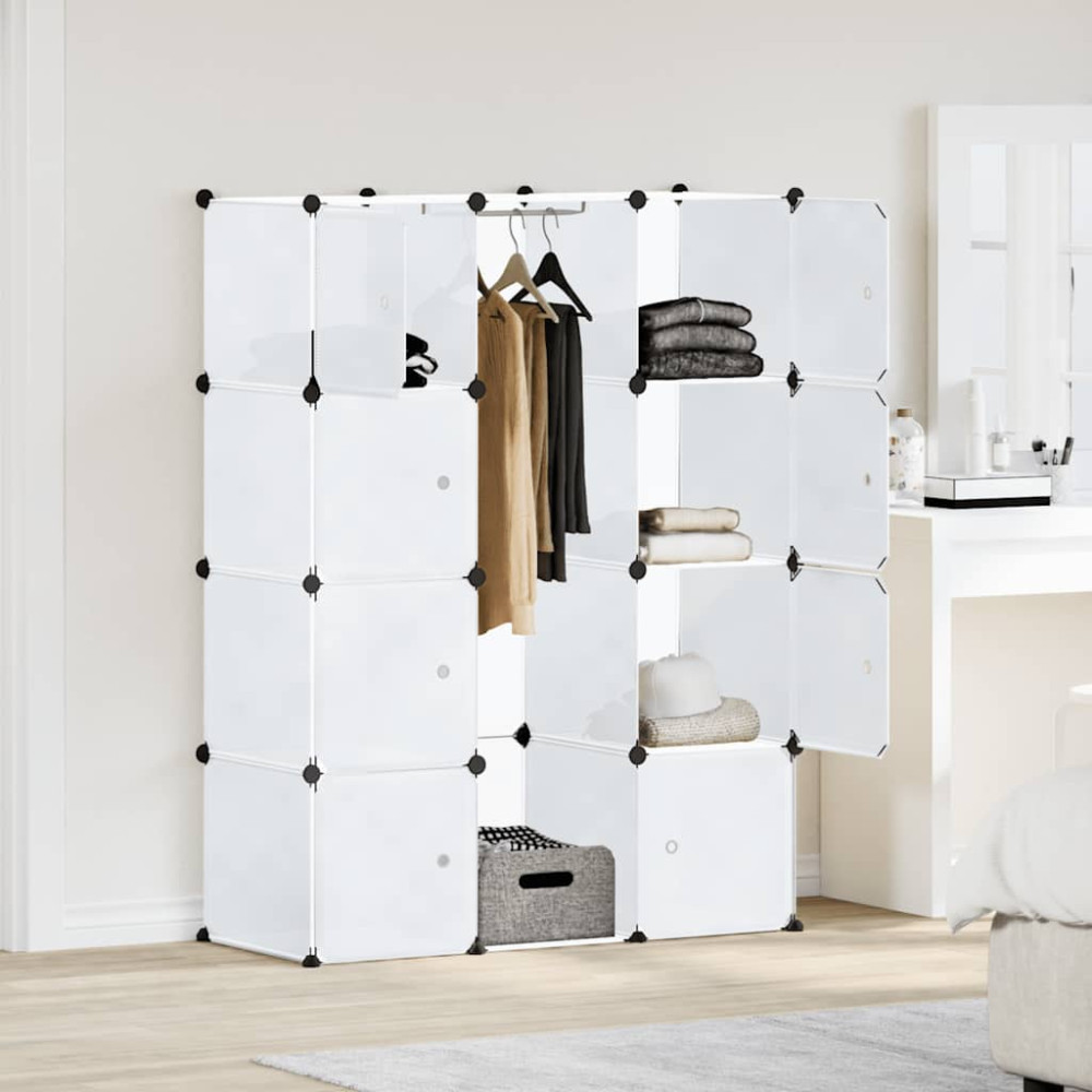 Produktbild för Modulär garderob 9 fack 109x36,5x143 cm vit