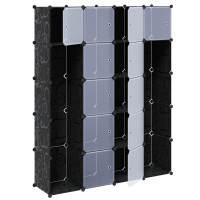 Produktbild för Förvaringsskåp med 14 utrymmen svart och vit 37x146x180,5 cm