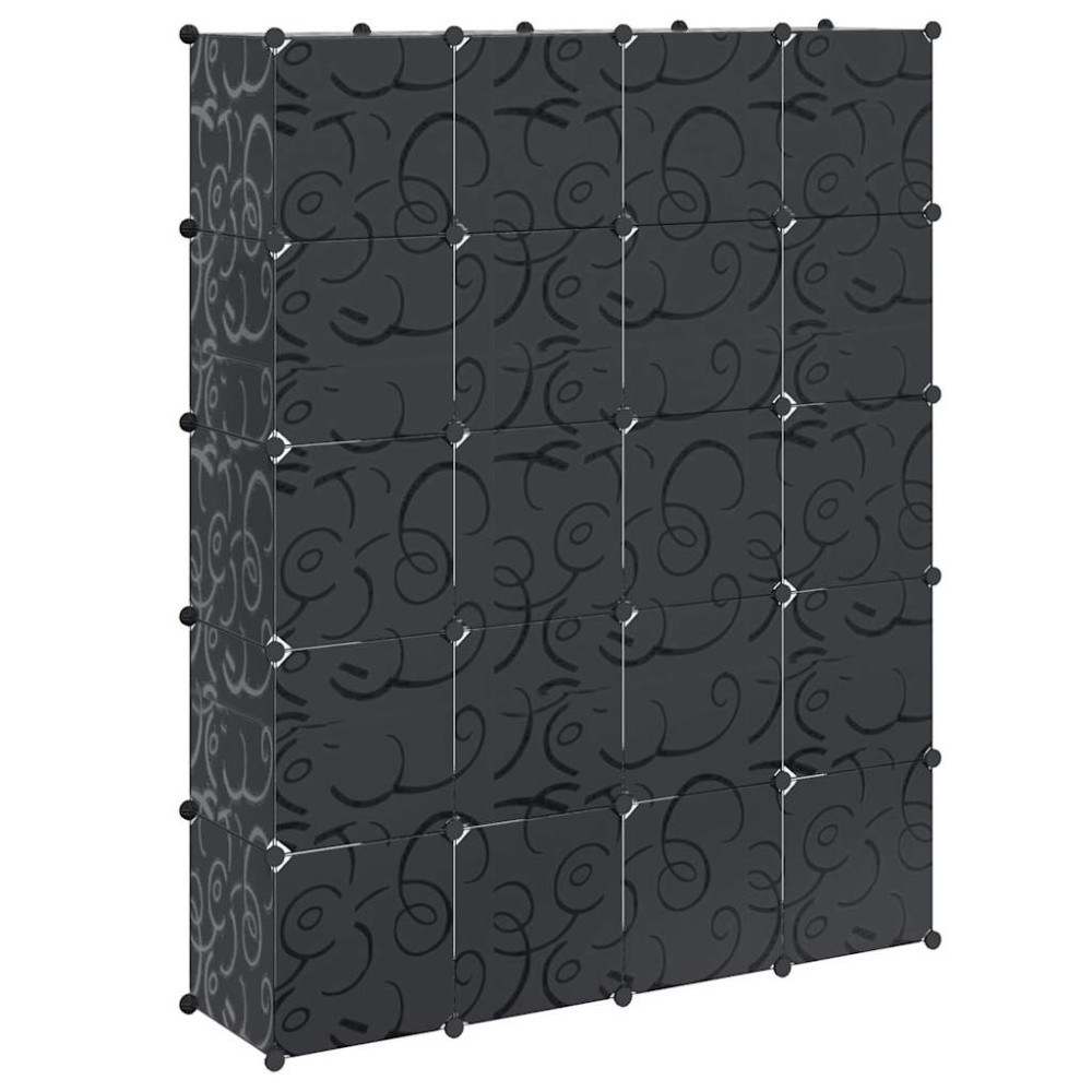 Produktbild för Förvaringsskåp med 14 utrymmen svart och vit 37x146x180,5 cm